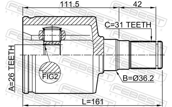 2110-CB7 FEBEST Antriebswellengelenk radseitig, Vorderachse