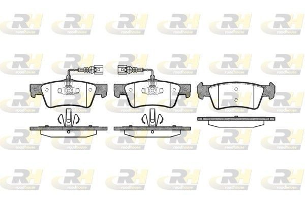 ROADHOUSE 21187.02 Brake pad set Rear Axle, incl. wear warning contact, with adhesive film, with accessories, with spring