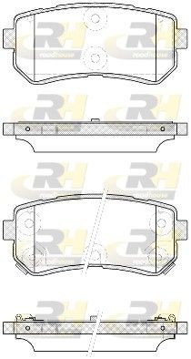 Brake pad ROADHOUSE Rear Axle, with acoustic wear warning, with adhesive film, with spring, with accessories - 21209.42