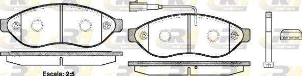 Bremsklötze ROADHOUSE PSX2123701 Vorderachse, inkl. Verschleißwarnkontakt, mit Klebefolie, mit Schrauben, mit Zubehör