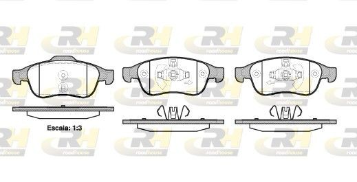 ROADHOUSE 21248.10 Brake pad set Front Axle, with adhesive film, with accessories, with spring