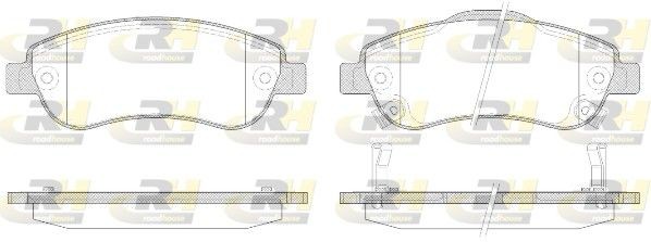 ROADHOUSE 21289.02 Brake pad set Front Axle, incl. wear warning contact, with adhesive film, with bolts/screws, with accessories