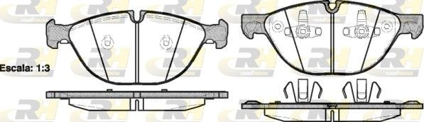 ROADHOUSE 21298.00 Brake pad set Front Axle, with adhesive film, with accessories, with spring