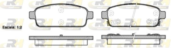 ROADHOUSE 21432.02 Brake pad set Rear Axle, with acoustic wear warning, with adhesive film, with accessories