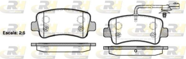 ROADHOUSE 21439.01 Brake pad set Rear Axle, incl. wear warning contact, with adhesive film, with accessories