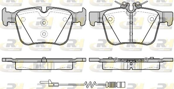 ROADHOUSE 21516.20 Brake pad set Rear Axle, incl. wear warning contact, with adhesive film, with spring