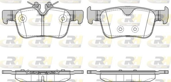 ROADHOUSE 21551.10 Brake pad set Rear Axle, prepared for wear indicator, with adhesive film, with spring