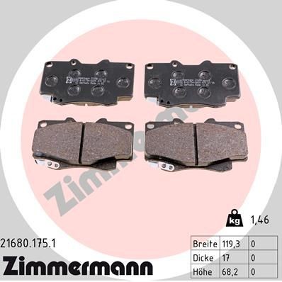 ZIMMERMANN 21680.175.1 Brake pad set with acoustic wear warning, Photo corresponds to scope of supply