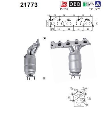 Opel ZAFIRA Catalytic converter AS 21773 cheap