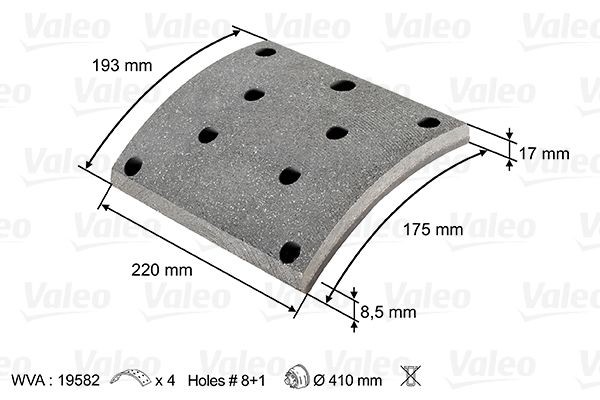VALEO Brake Lining Kit, drum brake 219800
