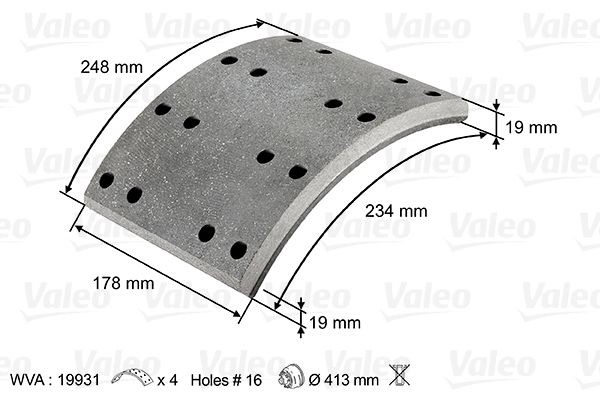 VALEO 219801 Brake Lining Kit, drum brake