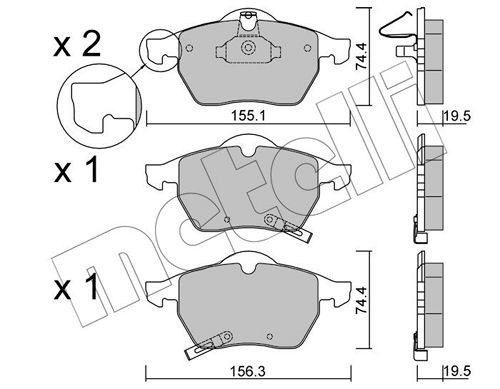 22-0118-1 METELLI Brake pad set SAAB with acoustic wear warning