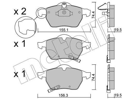 22-0118-2 METELLI Brake pad set SAAB with acoustic wear warning