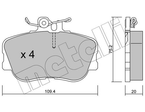 METELLI 22-0158-0 Brake pad set prepared for wear indicator