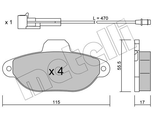 21436 METELLI incl. wear warning contact Thickness 1: 17,0mm Brake pads 22-0159-0 buy