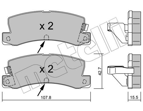 20076 METELLI with acoustic wear warning Thickness 1: 15,5mm Brake pads 22-0161-2 buy