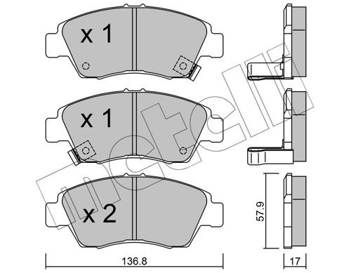 21694 METELLI with acoustic wear warning Thickness 1: 17,0mm Brake pads 22-0175-0 buy