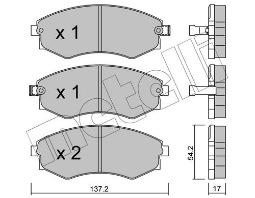 22-0188-0 METELLI Brake pad set KIA with acoustic wear warning