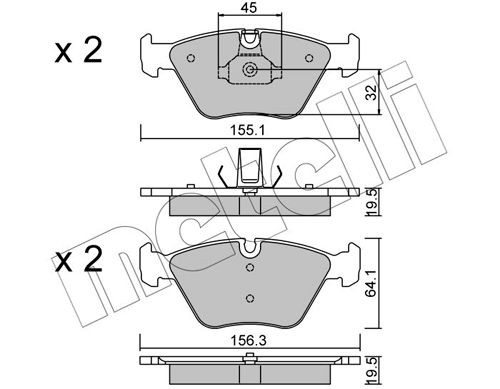 22-0207-3 METELLI Brake pad set BMW prepared for wear indicator