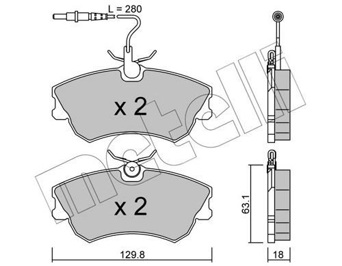 METELLI 22-0222-0 Brake pad set incl. wear warning contact