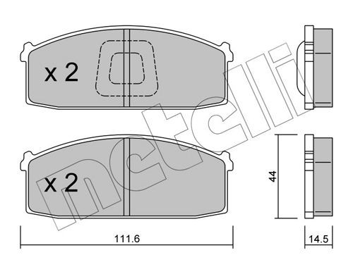 20718 METELLI excl. wear warning contact, not prepared for wear indicator Thickness 1: 14,5mm Brake pads 22-0245-1 buy