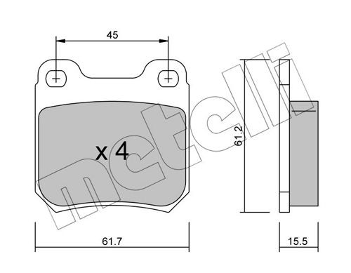 METELLI 22-0275-0 Brake pad set excl. wear warning contact, not prepared for wear indicator