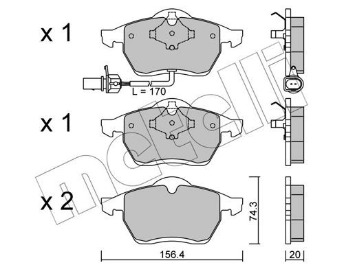 21848 METELLI incl. wear warning contact Thickness 1: 20,0mm Brake pads 22-0279-1 buy