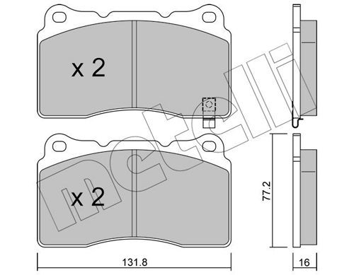 23092 METELLI with acoustic wear warning Thickness 1: 16,0mm Brake pads 22-0288-5 buy