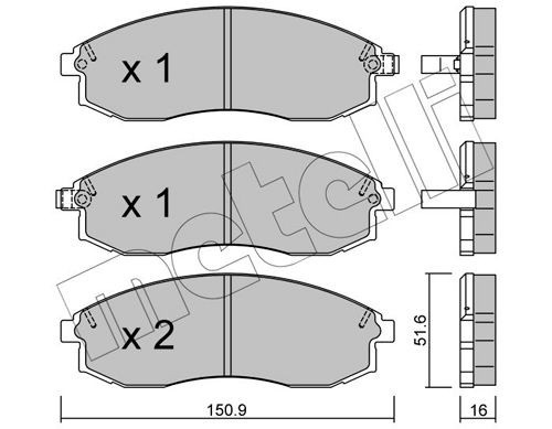 23086 METELLI with acoustic wear warning Thickness 1: 16,0mm Brake pads 22-0306-1 buy