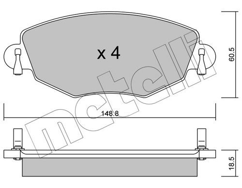 23278 METELLI excl. wear warning contact, not prepared for wear indicator Thickness 1: 18,5mm Brake pads 22-0318-0 buy