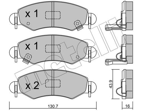 23605 METELLI with acoustic wear warning Thickness 1: 16,0mm Brake pads 22-0339-1 buy