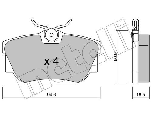 METELLI 22-0346-0 Brake pad set excl. wear warning contact, not prepared for wear indicator