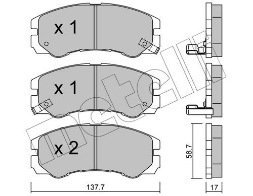 METELLI 22-0357-0 Brake pad set with acoustic wear warning
