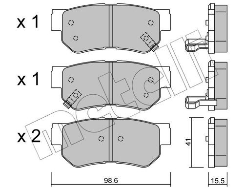 22-0365-0 METELLI Brake pad set HYUNDAI with acoustic wear warning