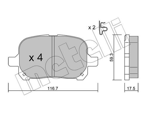 METELLI 22-0429-0 Brake pad set with acoustic wear warning
