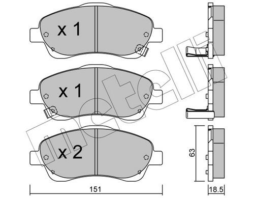 Original 22-0450-0 METELLI Brake pad kit TOYOTA