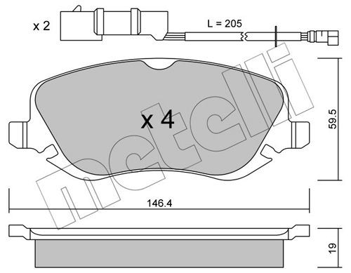 23761 METELLI incl. wear warning contact Thickness 1: 19,0mm Brake pads 22-0529-0 buy