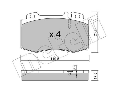 22-0563-0 METELLI Brake pad set MERCEDES-BENZ prepared for wear indicator