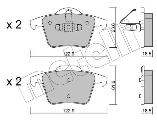 29090 METELLI prepared for wear indicator Thickness 1: 28,0mm Brake pads 22-0589-0 buy