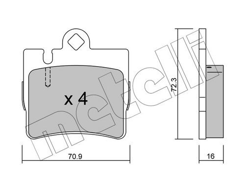 23078 METELLI prepared for wear indicator Thickness 1: 16,0mm Brake pads 22-0597-0 buy