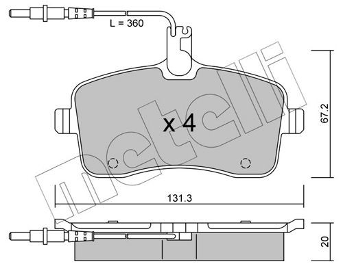 24134 METELLI incl. wear warning contact Thickness 1: 20,0mm Brake pads 22-0600-0 buy