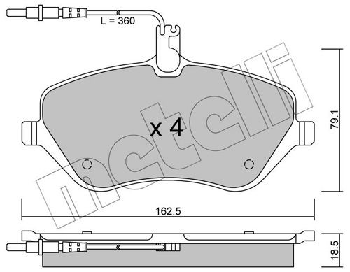 24133 METELLI incl. wear warning contact Thickness 1: 18,5mm Brake pads 22-0601-0 buy