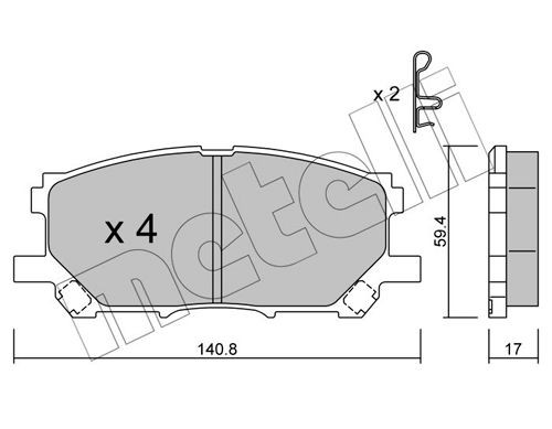 Original METELLI 23734 Brake pad kit 22-0618-0 for LEXUS RX