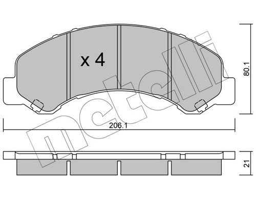 29258 METELLI excl. wear warning contact, not prepared for wear indicator Thickness 1: 20,0mm Brake pads 22-0621-0 buy