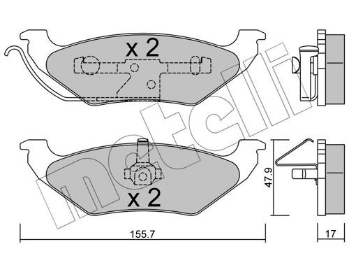 23626 METELLI excl. wear warning contact, not prepared for wear indicator Thickness 1: 16,0mm Brake pads 22-0624-0 buy