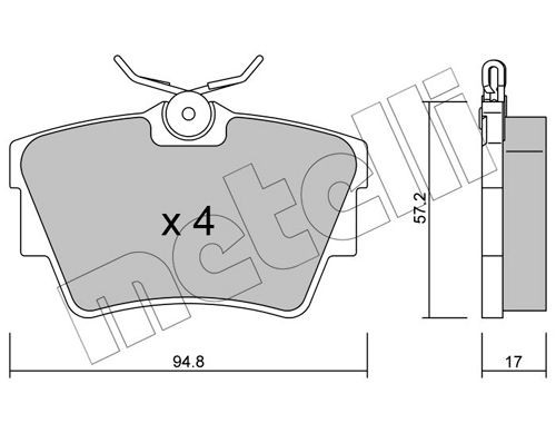 21748 METELLI excl. wear warning contact, not prepared for wear indicator Thickness 1: 17,0mm Brake pads 22-0635-0 buy