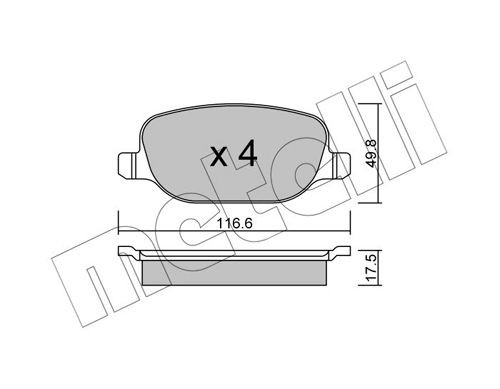 METELLI 22-0704-0 Brake pad set excl. wear warning contact, not prepared for wear indicator