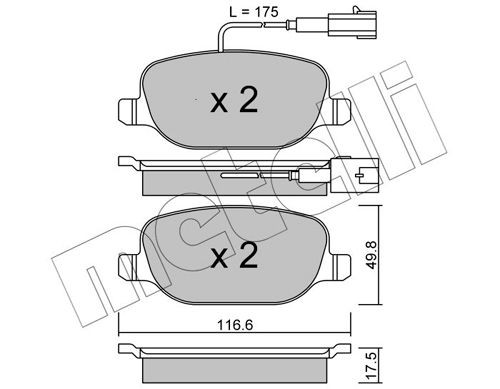 23760 METELLI incl. wear warning contact Thickness 1: 17,5mm Brake pads 22-0704-1 buy