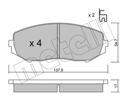 24346 METELLI with acoustic wear warning Thickness 1: 17,0mm Brake pads 22-0766-0 buy