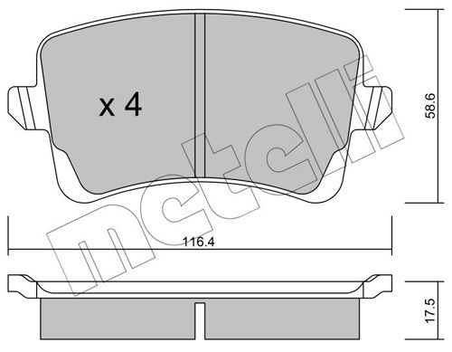 22-0776-0 METELLI Brake pad set AUDI excl. wear warning contact, not prepared for wear indicator